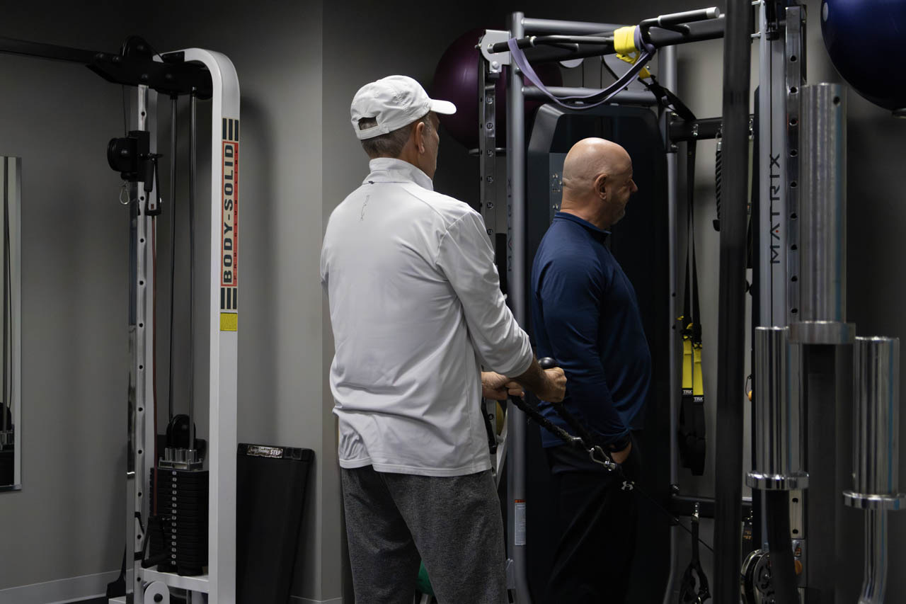 Inside a fitness facility